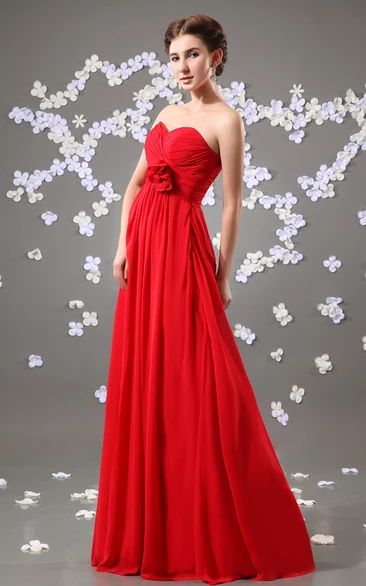 Sweetheart Chiffon Floor-Length Dress With Bow and Ruching