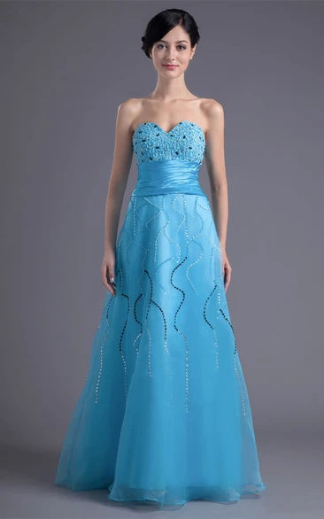 Elegant Sweetheart Beaded Maxi a Line Sleeveless Special Occasion Dresses