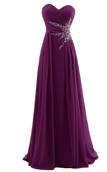 Impressive Sweetheart Ruched Beaded Long Prom Dress