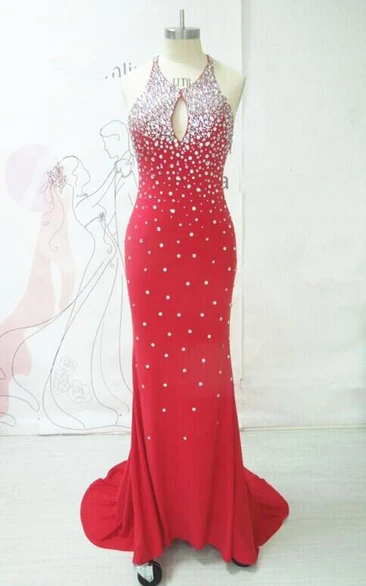 Elegant Evening Long Open Back Prom Dresses Rhinestone New Dress
