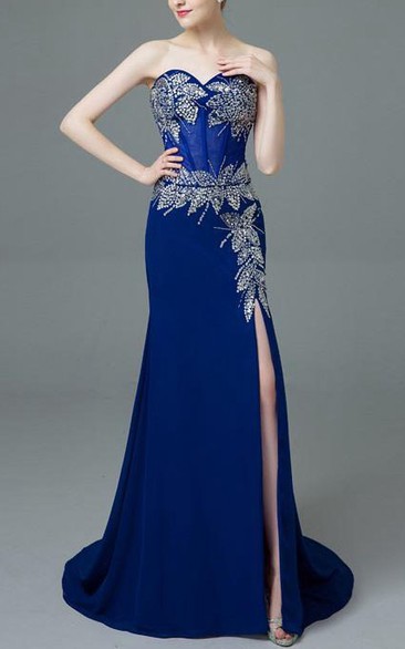 Sweetheart A-Line Beading Sequins Split-Front Prom Dress