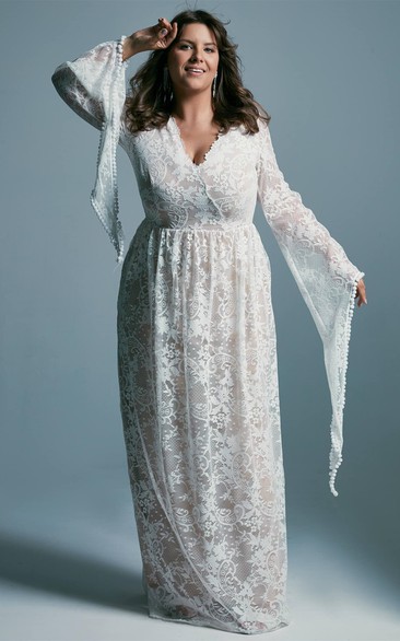 Casual A Line Plus Size Lace Bridal Dress with Appliques