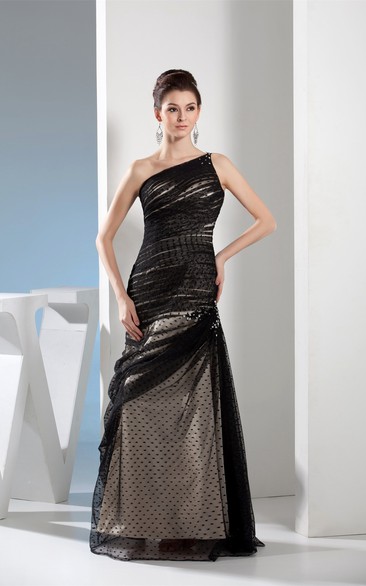 One-Shoulder Sheath Ruched Beading and Dress With Buckle