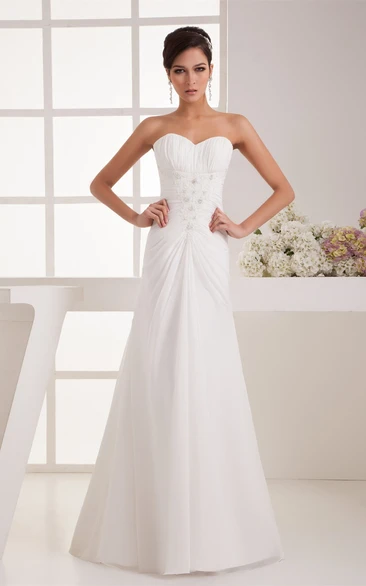 Sweetheart A-Line Floor-Length Ruched Dress With Stress