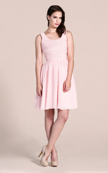 Sleeveless Chiffon Dress With Scoop Neck