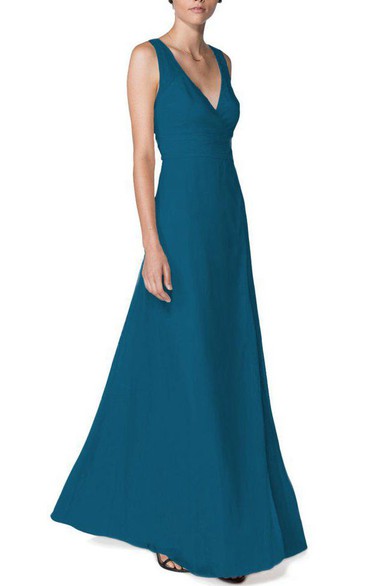 V-neck A-line Floor-length Bridesmaid Dress