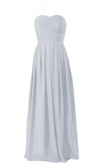 Sweetheart Long Empire Chiffon Dress With Ruching