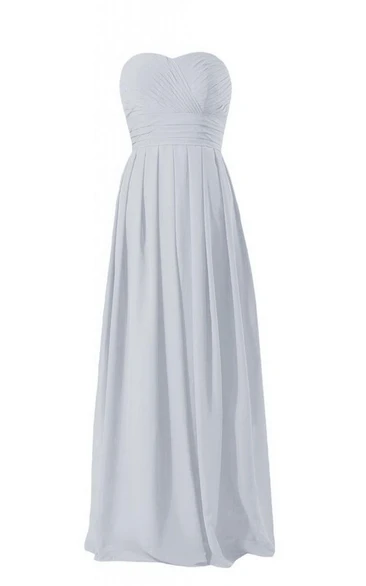 Sweetheart Long Empire Chiffon Dress With Ruching