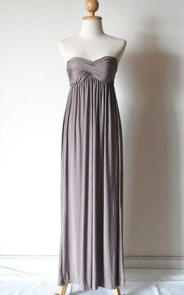 Strapless Silver Grey Chiffon Dress