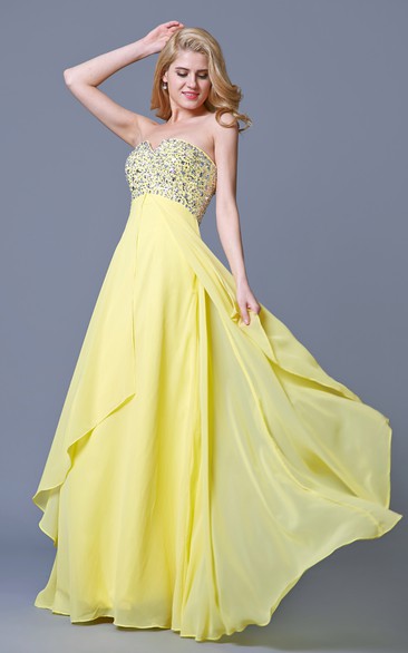 Charming Jewel-beaded Flyaway Chiffon Gown