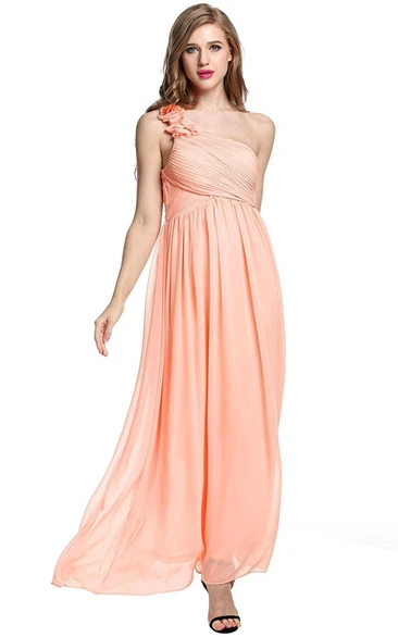 Empire Floral Single Strap Chiffon Long Dress