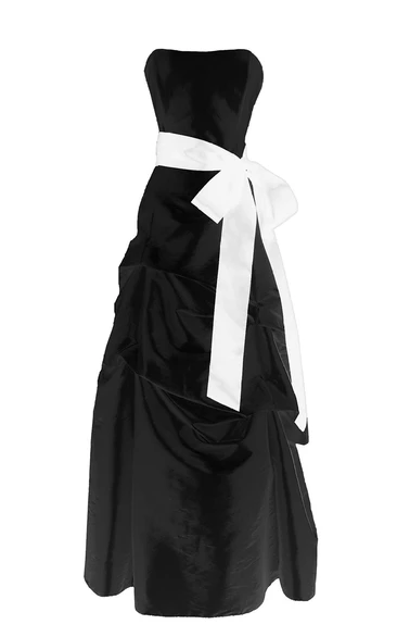 Strapless Layered Ruffle Dress With Satin Bow