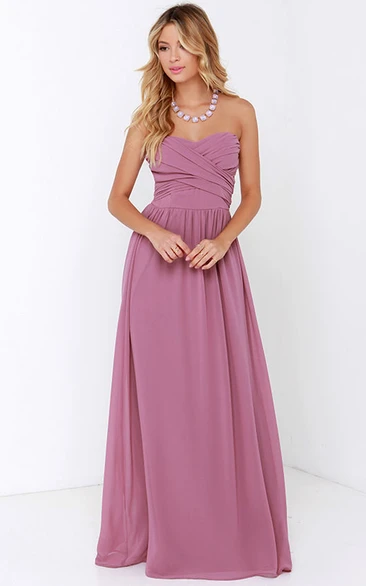 Sweetheart Charming Long Dress With Crisscross Ruching