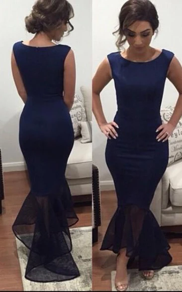 Newest Jewel Mermaid Ruffles Prom Dress Sleeveless