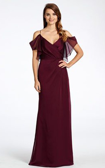 Sleeveless Spaghetti Chiffon Backless Bridesmaid Dress