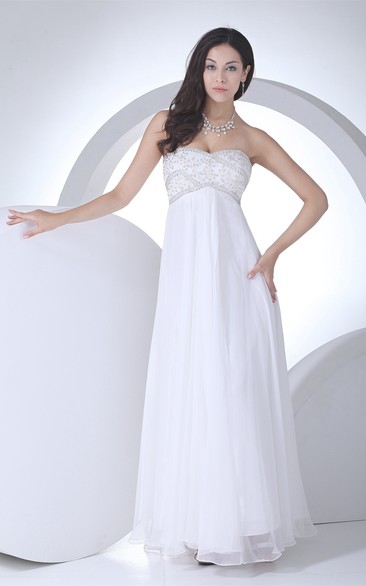 Sleeveless Pleated Empire Dress With Jeweled Top