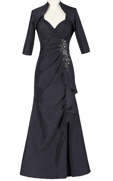 Elegant Sweetheart Empire Long Taffeta Dress With Jacket