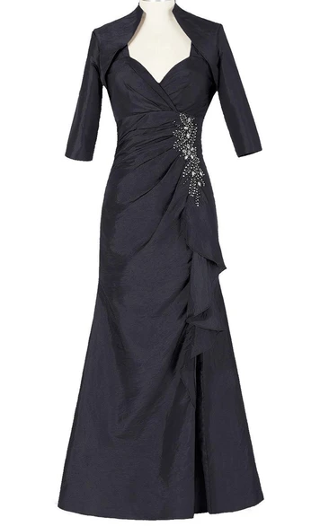 Elegant Sweetheart Empire Long Taffeta Dress With Jacket