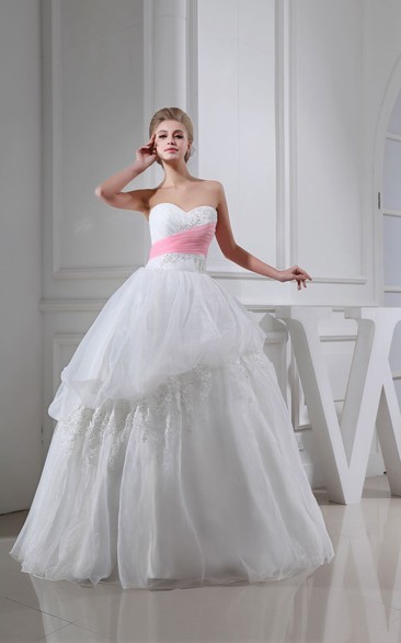 Two-Tone Sweetheart Pick-Up A-Line Dress With Appliques and Peplum