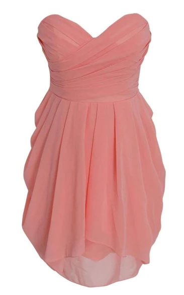 Exquisite Sweetheart Drapped Short Dress With Zipper Back