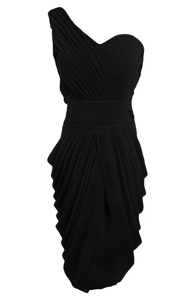 Sexy One-shoulder Chiffon Dress With Ruching