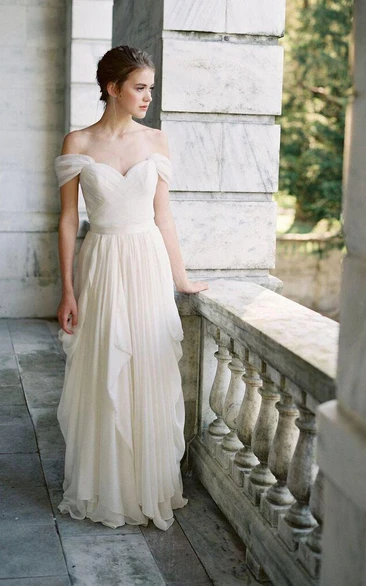 Ruffle Skirt Chiffon Wedding Dress