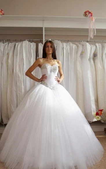 Tulle Ball Gown With Sweetheart Neckline and Crystal Detailing