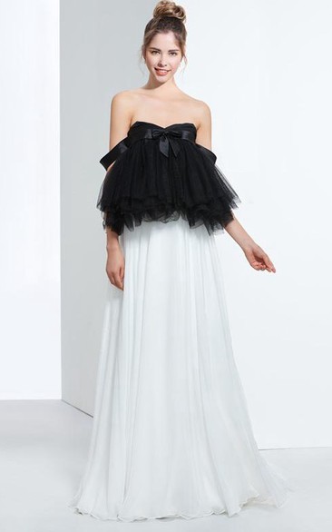 A-Line Sweetheart Pleats Bowknot Floor-Length Prom Dress