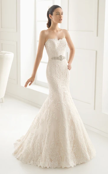 Gorgeous Mermaid Strapless Dress With Beaded Sash