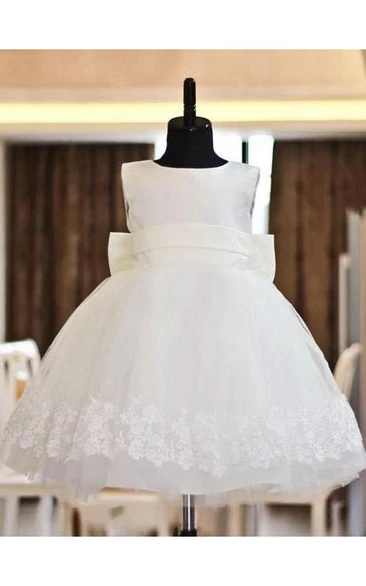 A-line Scoop Lace Sleeveless Floor-length Organza Flower Girl Dresses