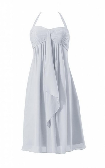 Halter Short Empire Chiffon Dress With Ruching