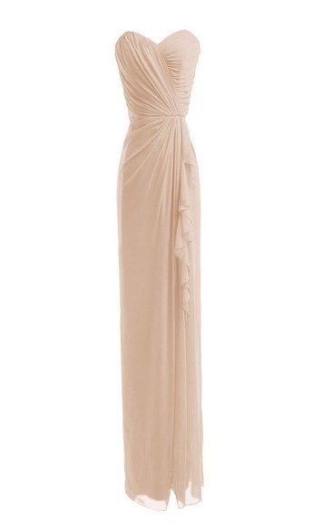 Sweetheart Long Chiffon Sheath With Ruffles