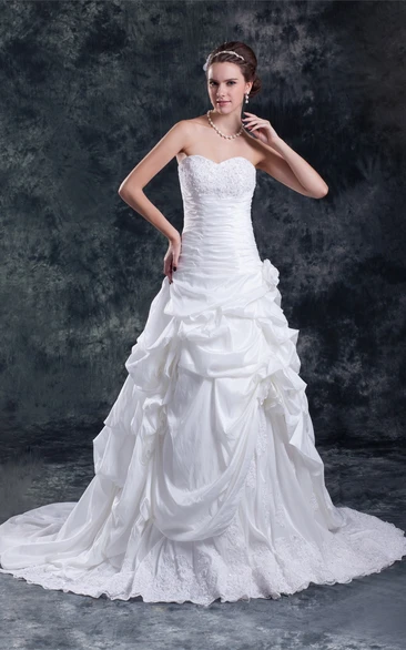 Refined Taffeta Sleeveless a Line Sweetheart Wedding Dresses