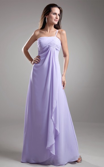 Strapless Draped Floor-Length Chiffon Dress With Ruching