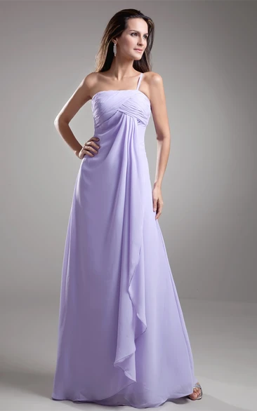 Strapless Draped Floor-Length Chiffon Dress With Ruching