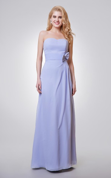 Backless Sweetheart A-line Long Chiffon Dress With Bow