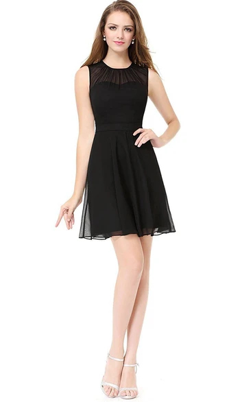 Mini Sleeveless A-line Zipper Lace Dress