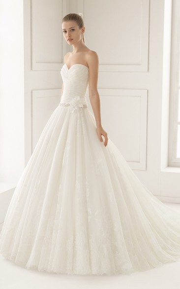 Sweetheart Strapless Gown With Lace Appliques