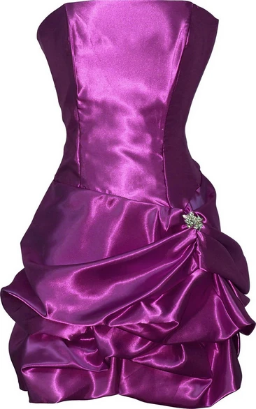 Strapless Short Satin Dress With Ruffles