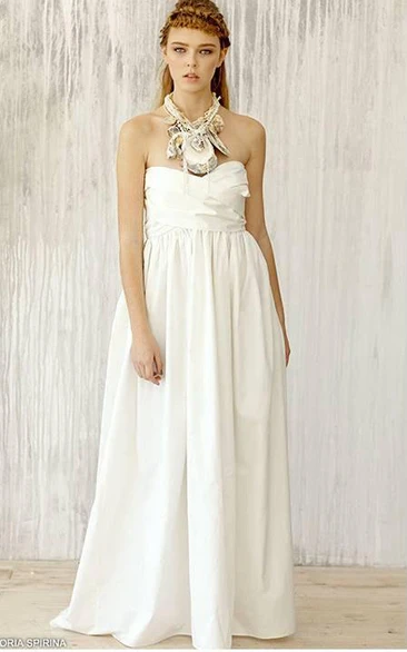 Taffeta A-Line Sweetheart Dress With Ruching and Pleats