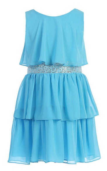 Sleeveless A-line Pleated Dress With Sequins