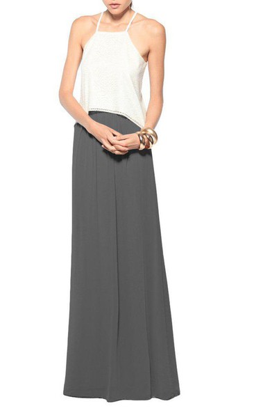 Spagetti Straps Chiffon Long Bridesmaid Dress