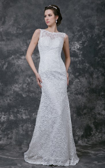 Illusion Cap-Sleeve Jewel Neck Mermaid Lace Gown With Open Back