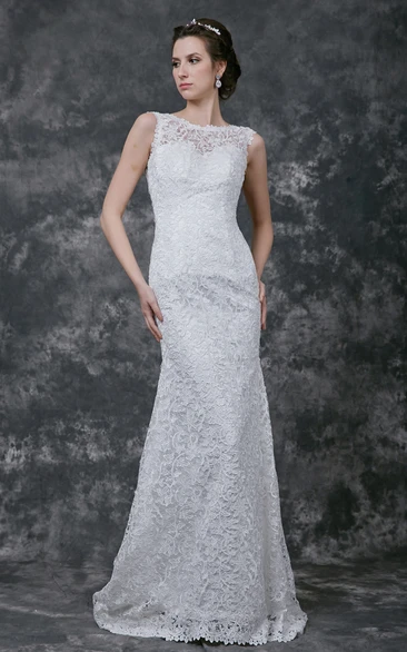 Illusion Cap-Sleeve Jewel Neck Mermaid Lace Gown With Open Back