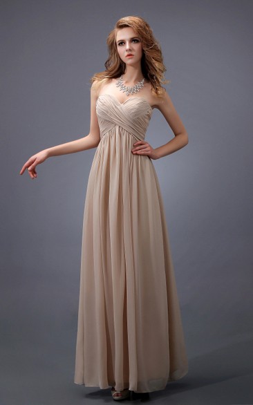 Sweetheart Empire Chiffon Dress With Criss-Cross Ruching