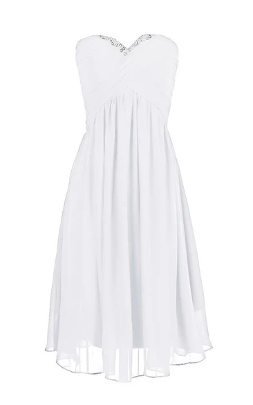 Sweetheart Asymmetrical Ruched Short Layered Chiffon Dress