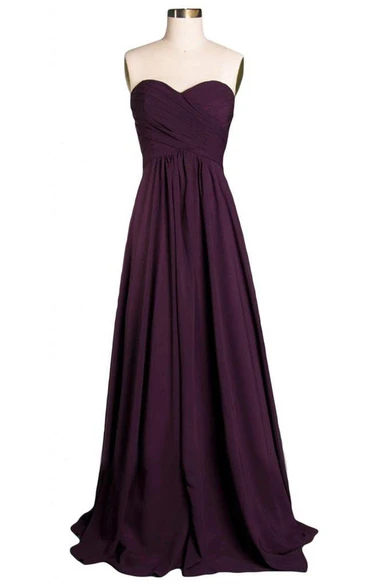 Elegant Sweetheart Chiffon Gown With Criss-cross Ruching