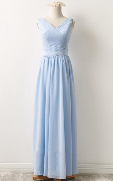 Short Long V-neck Chiffon Dress