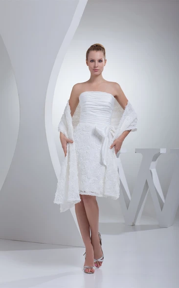 Sleeveless Appliqued Knee-Length Wrap and Dress With Ruching