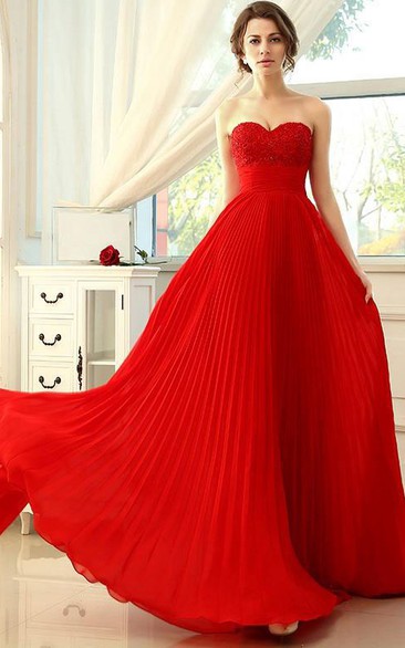 Bright A-Line Sweetheart Floor-Length Prom Dress